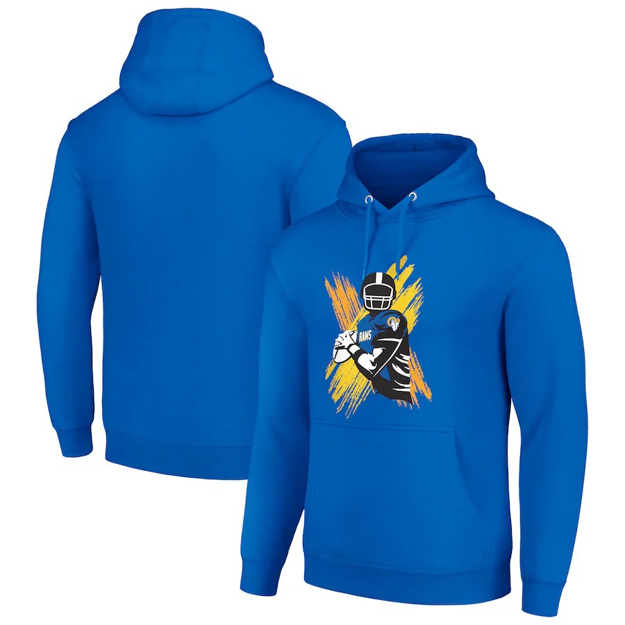 Men los angeles rams blue 2024 NFL hoodie->los angeles rams->NFL Jersey